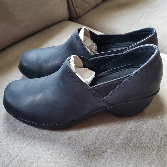 NWOT Merrell | Women’s Performance Footwear Emma Black Leather Clogs Shoes Sz 8 - Picture 1 of 11